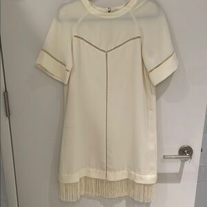 Zara Cream Midi Dress with Fringe